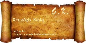 Országh Kada névjegykártya